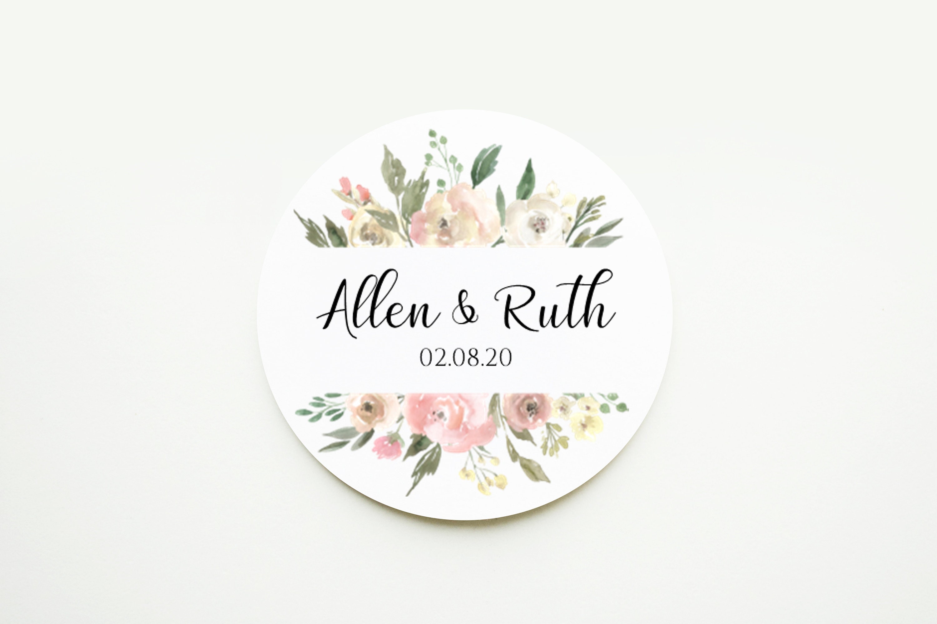 35 Mr Mrs Pink Stickers, Wedding Favour Stickers, Floral Wedding