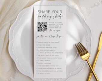 Printed QR Code Wedding Photography Game: Scavenger Hunt Cards