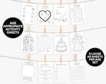 Wedding Activity Pages - Loose Activity Sheets for Weddings - Wedding Colouring Pages for Clipboards