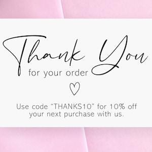 Rabatt-Code-Karten - Danke für Ihre Bestellkarten - Visitenkarten mit Coupon-Rabatt - Danke-Visitenkarten - Benutzerdefinierter Wortlaut