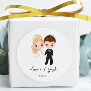 Wedding Stickers Custom Printed Wedding Stickers with Bride & Groom Image and Names For Wedding Favours, Sweet Bags, Invitations 37mm image 4