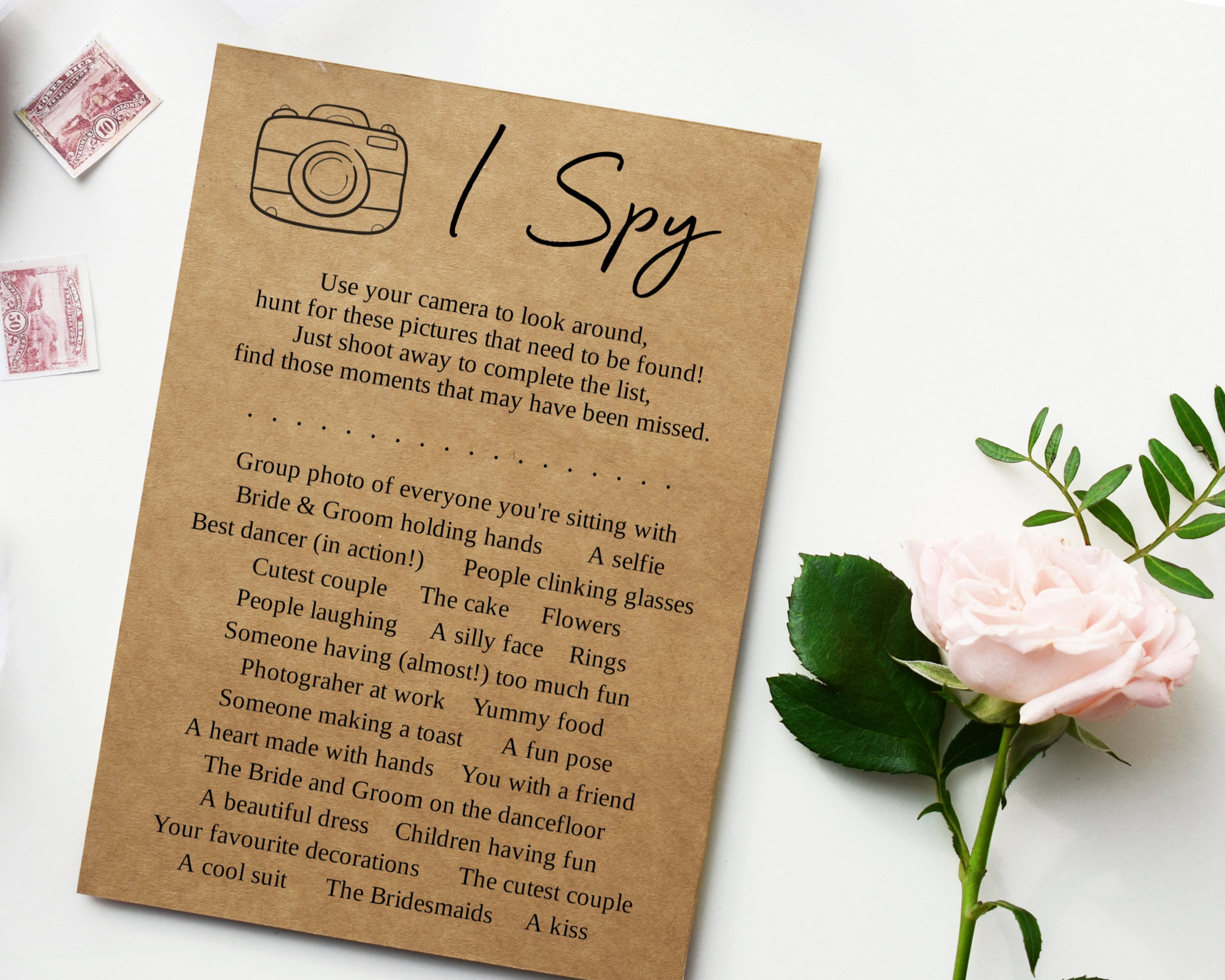 Wedding Game I Spy Game for Weddings Eye Spy Disposable Etsy