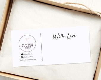 Personalised Business With Love Compliment Slips, Logo Thank You Slips, Custom Compliment Paper,  Business Packaging Slip