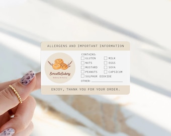 Personalized Allergen Stickers for Cake Box – Food Allergy Labels