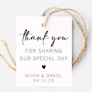 Thank You For Sharing Our Special Day Tags - Wedding Name Tags - Personalised Tags for Wedding Favours - Printed Wedding Favour Tags