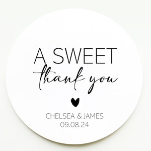 A Sweet Thank You Stickers - Wedding Stickers for Favours - Wedding Sweet Stickers - Personalised Sweet Wishes Stickers - Wedding Labels