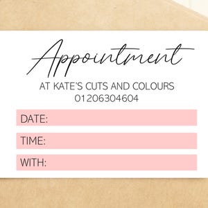 Cartes de rendez-vous clientes imprimées - rose Cartes de rendez-vous client roses - Cartes de rendez-vous clientes - Salon de coiffure, de beauté, de manucure