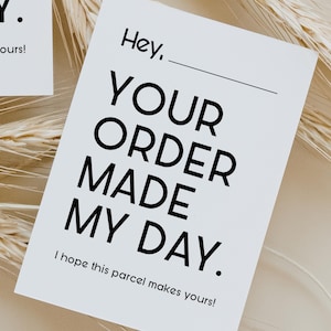 Gedruckt Your Order Made My Day Karten für Kundenbestellungen - Hey, personalisierte Danke für Ihre Bestellkarten - A6 Postkartengröße