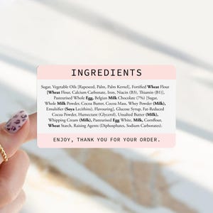 Printed Ingredients Stickers - Custom Ingredients List - Personalised ...