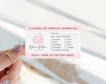 Personalised Allergen Stickers: Printed Bakery Labels with Allergy Information and Logo