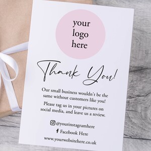 Danke für Ihre Bestellung Karten - Small Business Dankeschön Visitenkarten - A6 Größe Karte - Logo Dankeschön Karten