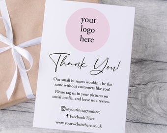 Thank You For Your Order Cards - Small Business Thank You Business Cards - A6 size card - Logo Thank You Cards