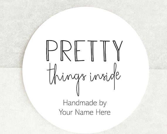 Pretty Things Inside Sticker Handmade With Love Sticker Personalisierte  Business Sticker Personalisierte Aufkleber für handgemachte Unternehmen -  .de