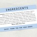 Printed Ingredients Stickers - Custom Ingredients List - Personalised ...