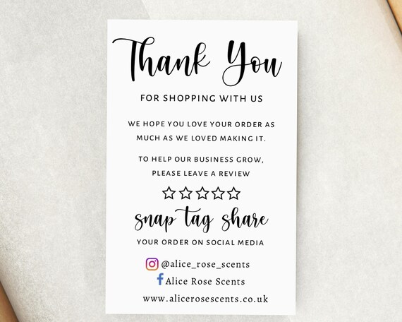 Personalized Thank You for Your Order Cards - Review Request  display picture 1