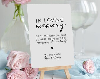 In Loving Memory Wedding Sign, Memorial Print (A3, A4, A5)