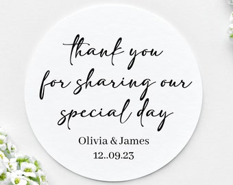 Wedding Thank You Stickers - Personalised Stickers for Wedding Favours - Favour Stickers Personalised With Names - Wedding Thank You Labels