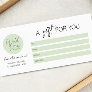 Printed 'a gift for you' Gift Vouchers for Small Business - Business Logo Gift Vouchers - Personalised Gift Certificates