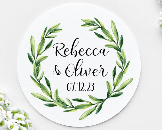 Eucalyptus wedding personalized initial stickers