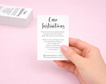 Personalised Care Instruction Business Cards - Printed and Designed
