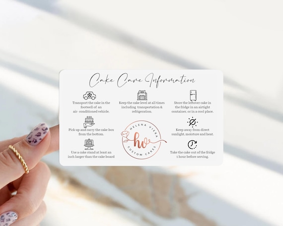 Personalised Cake Care Stickers with Logo