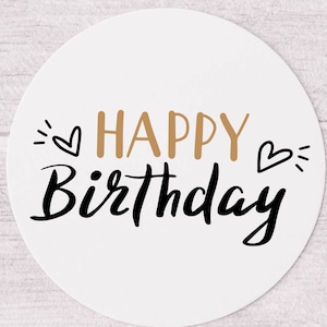 Happy Birthday Product Stickers - Stickers for Birthday Gifts - Black and Gold HBD Stickers - Birthday Favour Stickers - Labels for Favors