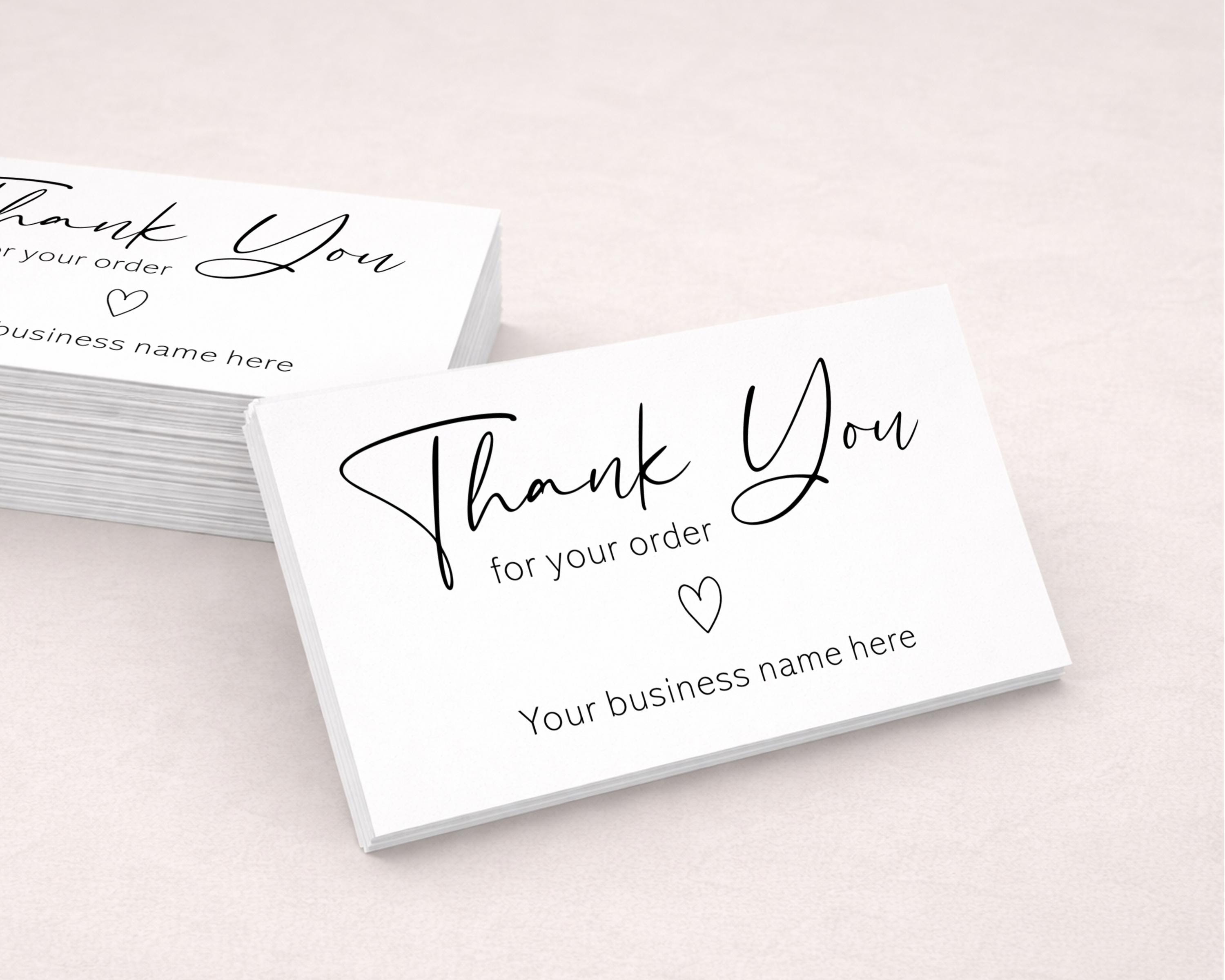 Thank You for Your Order Business Cards - Custom Wording Printed