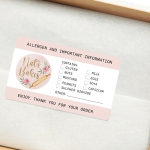 Personaised Allergen Stickers for Cakes - Allergy Information Stickers - Food Allergy Labels for Bakers, Caterers, Take Aways, Postal Cakes