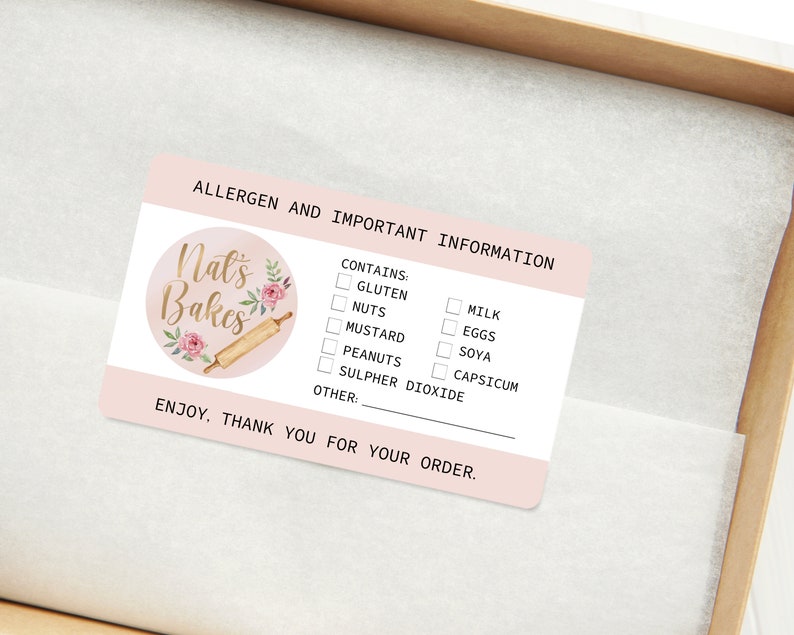 Personaised Allergen Stickers for Cakes Allergy Information Etsy UK