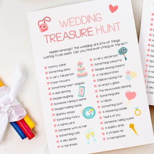 Gedruckte Hochzeits-Schatzsuche-Karten - Kinderhochzeitsaktivitätskarten - Kinderhochzeitsspaß - Hochzeits-Schnitzeljagd-Spiel, gedruckte Karten