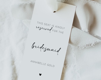 Custom Printed Wedding Reserved Seat Tags or Reserved Row Labels