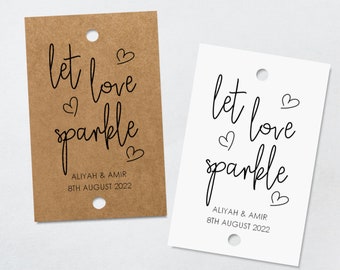  Let Love Sparkle Wedding or Engagement Favor Stickers,  Personalized Oval Color Wedding Stickers, Color Engagement Stickers  (#475-OV-WH) : Handmade Products