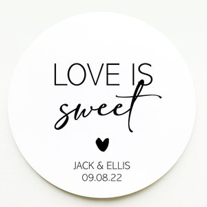 Love is Sweet Stickers - Wedding Sweet Favour Stickers - Labels for Wedding Candy Favors - Sweet Wishes Stickers - Personalised