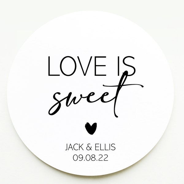 Love is Sweet Stickers - Autocollants Wedding Sweet Favor - Étiquettes pour Wedding Candy Favors - Sweet Wishes Stickers - Personnalisé