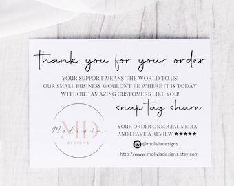 A6 Thank You For Your Order Cards - Logo Thank You Slips For Small Businesses - Personalised Compliment Slips - Business Postcards