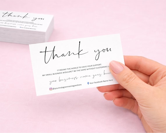 Personalized Thank You Business Cards – Social Media Details - Etsy