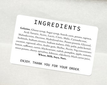 Printed Ingredient Lists - Personalised Allergen Stickers - Allergen Labels - Ingredient Stickers - Custom Bakers Stickers