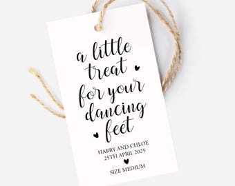 Personalized Wedding Flip Flop Tags – Dancing Feet, With Ribbon
