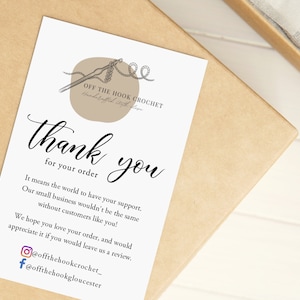 Your Logo Thank You For Your Order Cards for Small Businesses - Please Leave a Review Card - Tag Share Cards - Social Media Business Cards