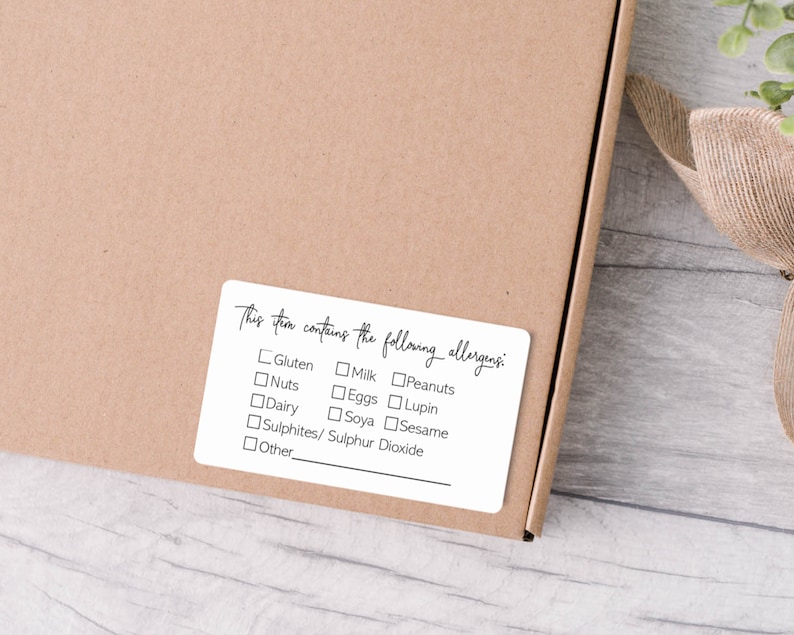 Allergen Stickers Cake Box Allergy Information Stickers Etsy UK