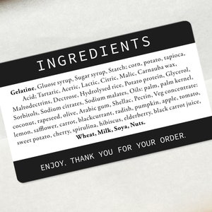 Pegatinas de ingredientes impresos - Lista de ingredientes personalizados - Etiquetas de ingredientes personalizadas España