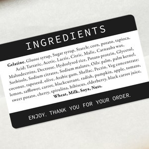 Printed Ingredients Stickers Custom Ingredients List | Etsy UK