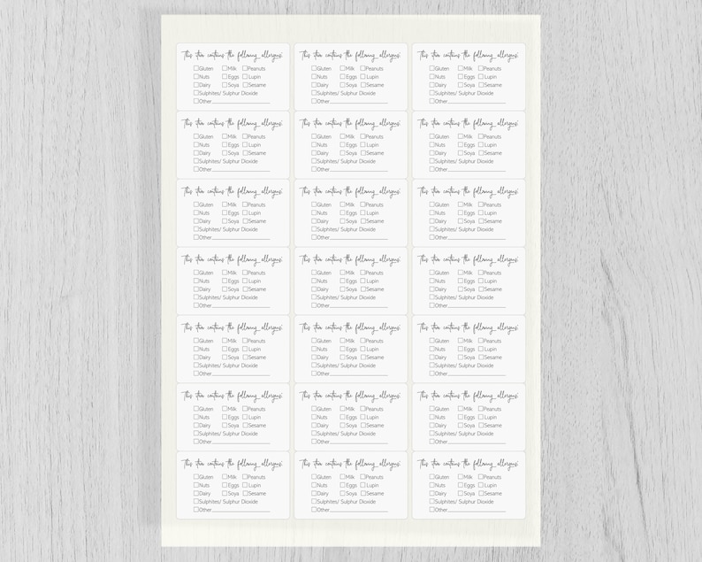 allergy information stickers cake box allergen information etsy