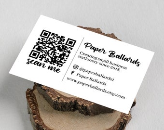 Business Logo, printed and personalised with your QR Code and social media information.