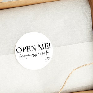 Open Me, Happiness Inside Stickers- Parcel Packaging Stickers - Small ...