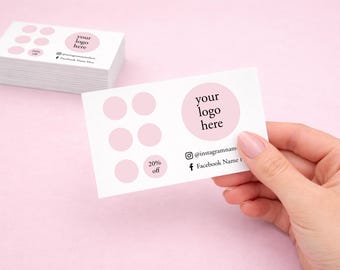 Personalized Business Loyalty Cards, Logo & Social Media