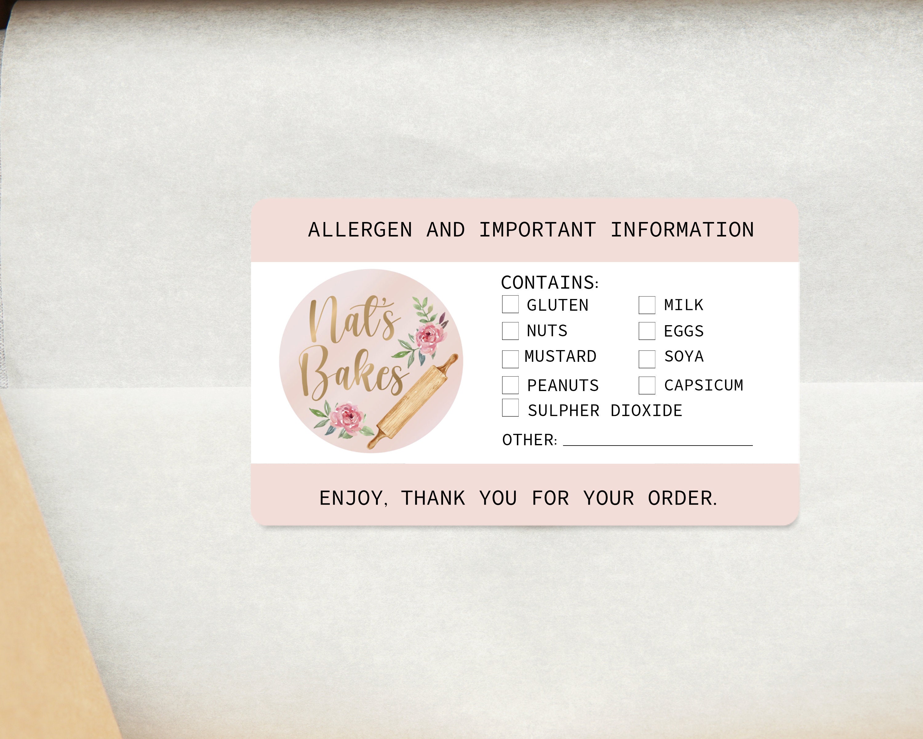 Personaised Allergen Stickers for Cakes Allergy Information Etsy Singapore