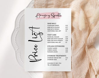 Custom Printed Price List Flyers, Salon, Hair, Beauty