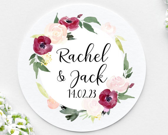 Sticker für Hochzeiten | Grün/Rosa/Schwarz