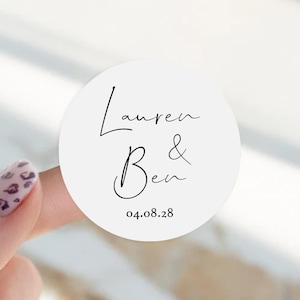 Minimalist Wedding Stickers – Personalized Party Favor Labels, 37mm